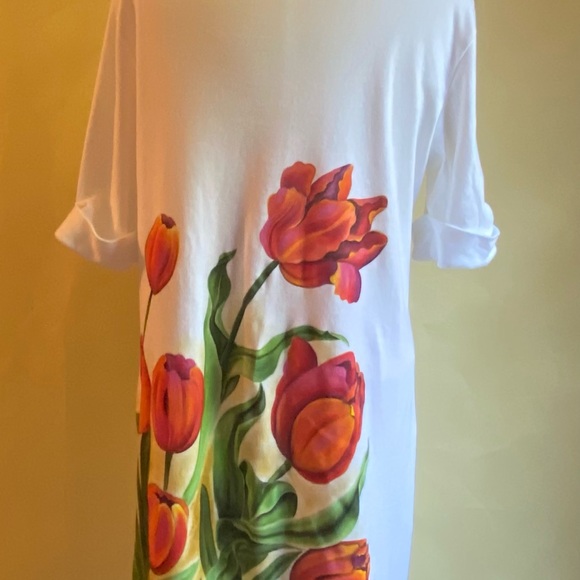 Tulips Hand Painted on a NEW Dress - Picture 3 of 13